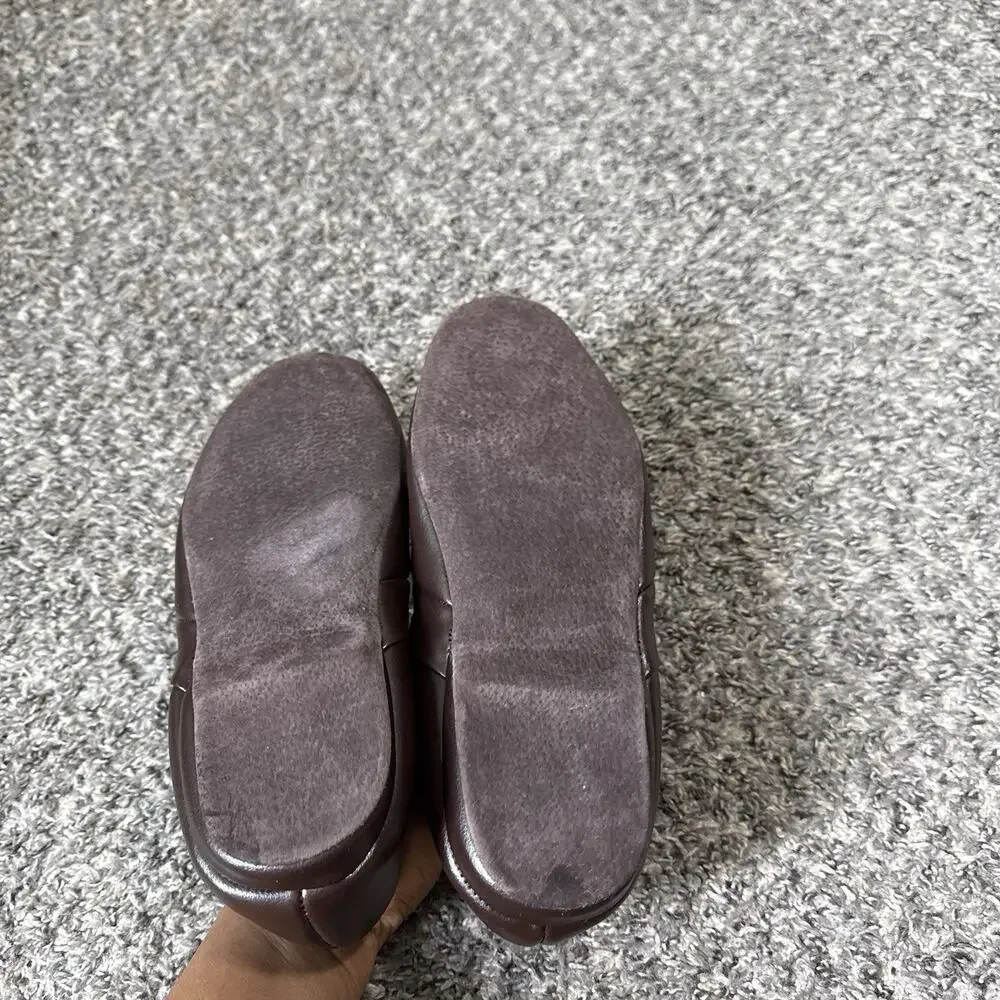 The Vermont Country Store Men's 9 Wide Leather Lounge Slippers Shoes Brown New